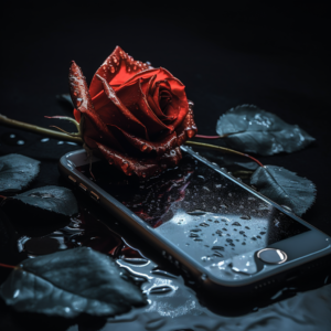 Smartphone and rose